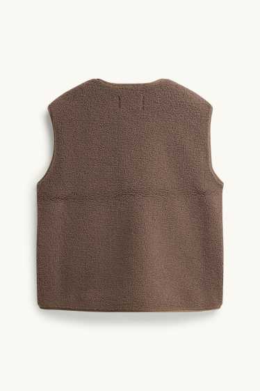 Donna - Gilet effetto peluche - marrone
