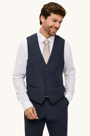 Men - Waistcoat - regular fit - Flex - wool blend - dark blue