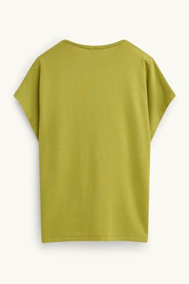 Damen - Strickpullover - kurzarm - grün