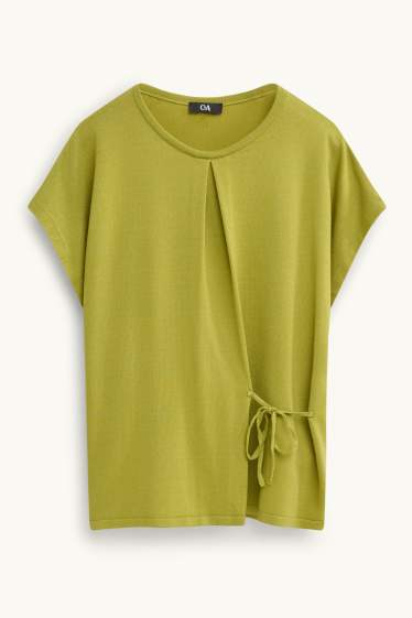 Damen - Strickpullover - kurzarm - grün