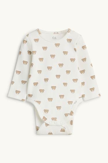 Baby: jongens - Beertje - newbornoutfit - 2-delig - blauw / wit