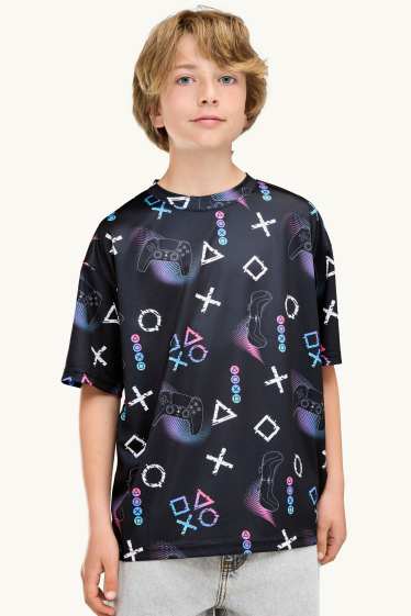 Kinder Buben - PlayStation - Kurzarmshirt - schwarz