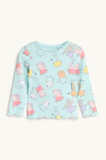 Kinder Mädchen - Peppa Wutz - Pyjama - 2 teilig - gerippt - hellblau