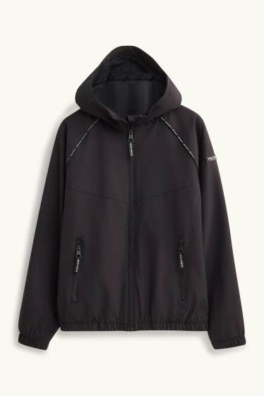 Kinder Jungen - Jacke mit Kapuze - wasserabweisend - schwarz