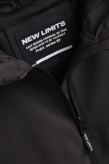 Kinder Jungen - Jacke mit Kapuze - wasserabweisend - schwarz