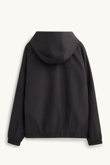 Kinder Jungen - Jacke mit Kapuze - wasserabweisend - schwarz