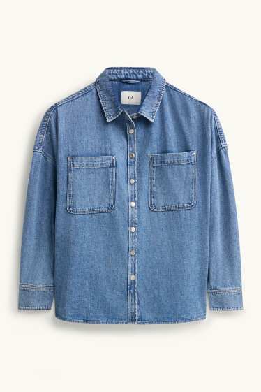 Women - Denim shirt blouse - blue denim
