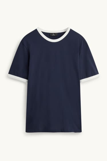 Heren - T-shirt - donkerblauw / wit