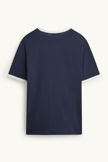Heren - T-shirt - donkerblauw / wit