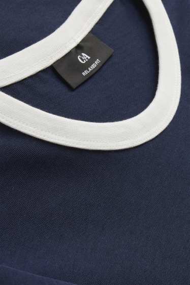 Heren - T-shirt - donkerblauw / wit