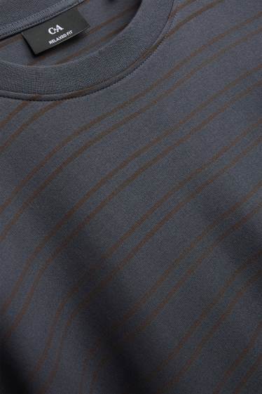 Bărbați - Tricou cu mânecă lungă - relaxed fit - cu dungi - albastru închis