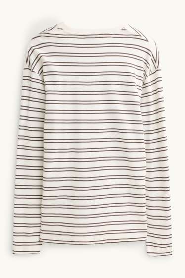 Hommes - Haut à manches longues - relaxed fit - à rayures - marron / blanc crème