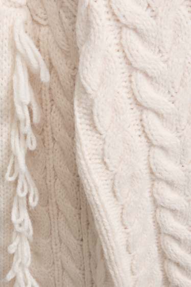 Damen - Pullover - Zopfmuster - cremefarben