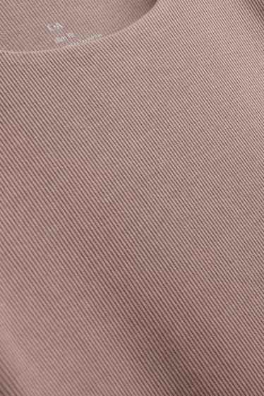 Dames - Longsleeve - slim fit - geribd - taupe