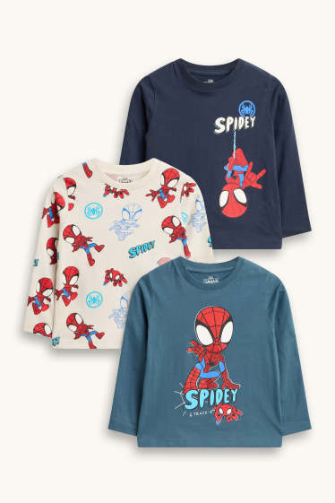 Enfants garçons - Lot de 3 - Spider-Man - haut à manches longues - bleu foncé / blanc crème