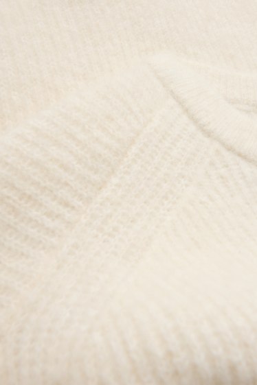 Donna - Maglione - a coste - bianco crema