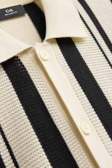 Hommes - Chemise en maille - relaxed fit - col kent - à rayures - blanc crème