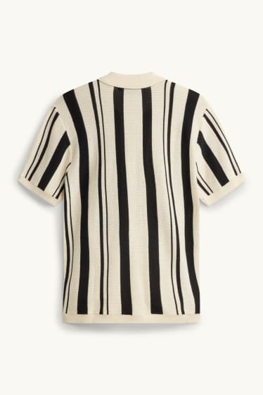 Hommes - Chemise en maille - relaxed fit - col kent - à rayures - blanc crème