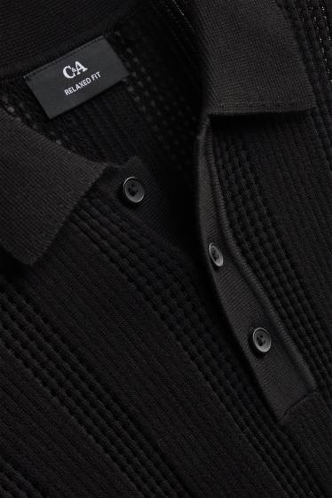 Herren - Poloshirt - Relaxed Fit - gestreift - schwarz