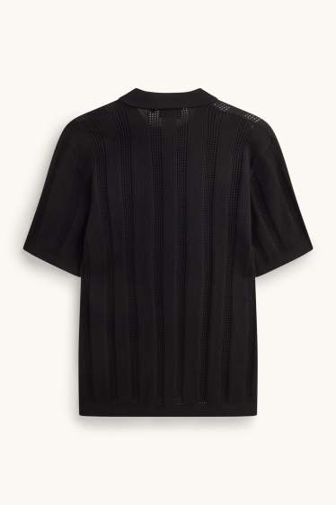Herren - Poloshirt - Relaxed Fit - gestreift - schwarz