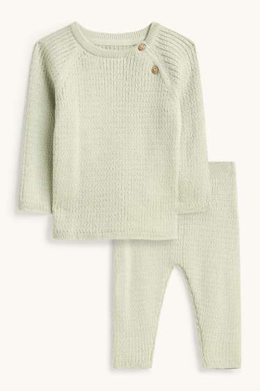 Baby Buben - Erstlingsoutfit - 2 teilig - Zopfmuster - hellgrün