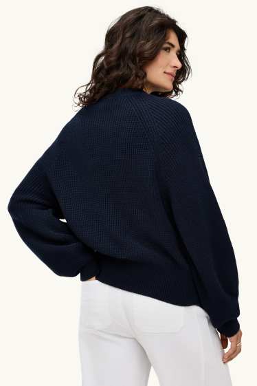 Women - Jumper - ribbed - dark blue