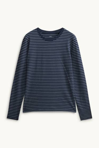 Femmes - Haut à manches longues - slim fit - à rayures - bleu / blanc
