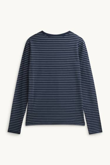 Femmes - Haut à manches longues - slim fit - à rayures - bleu / blanc