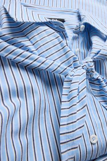 Women - Set - shirt blouse and neckerchief - striped - light blue