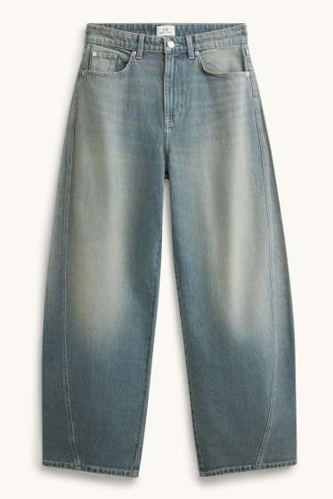 Women - Barrel jeans - mid-rise waist - denim-light blue