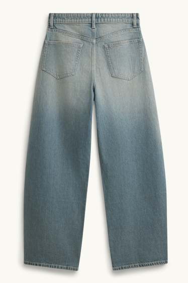 Women - Barrel jeans - mid-rise waist - denim-light blue