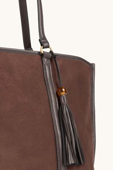 Donna - Shopper grande - similpelle scamosciata - marrone