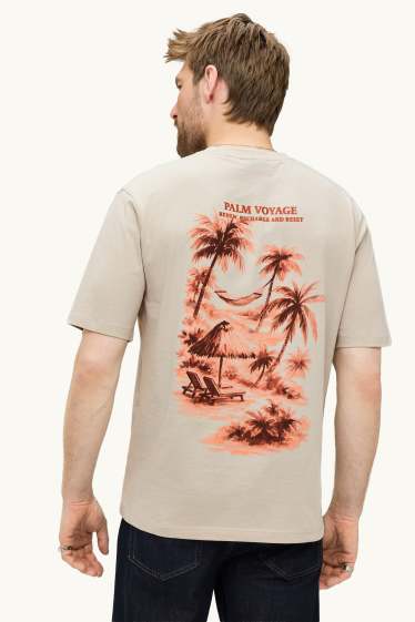 Hommes - T-shirt - relaxed fit - beige