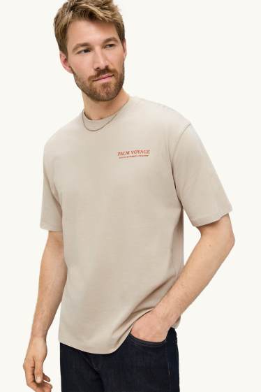 Hommes - T-shirt - relaxed fit - beige