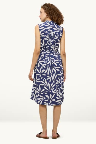 Femmes - Robe en viscose - à fleurs - bleu / blanc