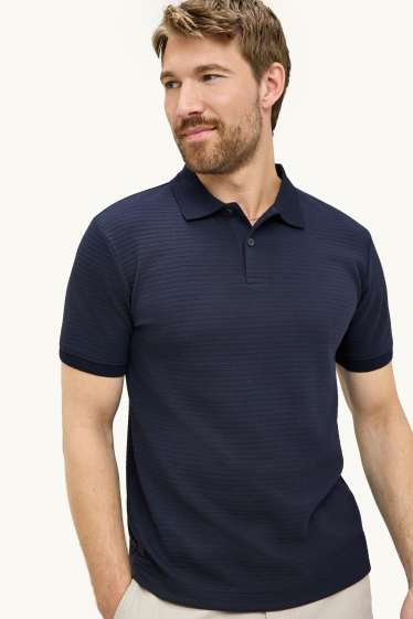 Uomo - Polo - regular fit - a coste - blu scuro