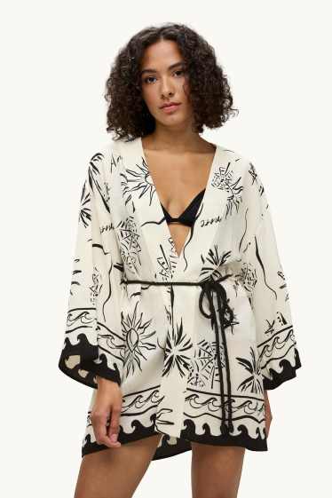 Donna - Kimono - fantasia - bianco crema