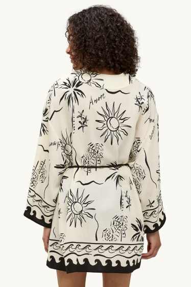 Donna - Kimono - fantasia - bianco crema