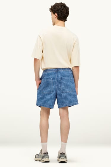 Hommes - Short en jean - à carreaux - jean bleu