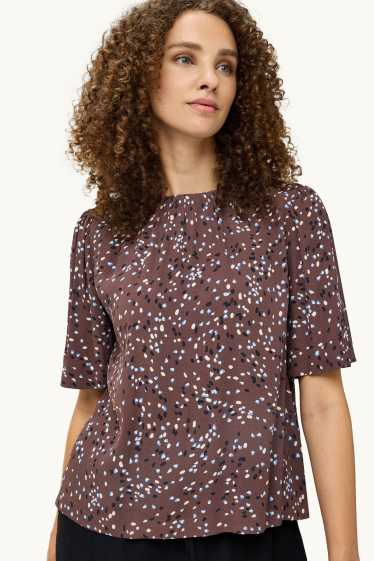 Damen - Bluse - gepunktet - braun