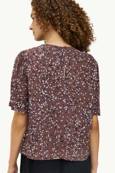 Damen - Bluse - gepunktet - braun