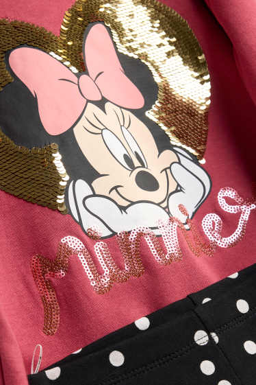 Copii - Fete - Minnie Mouse - set - bluză de molton și colanți - 2 piese - bordo / negru