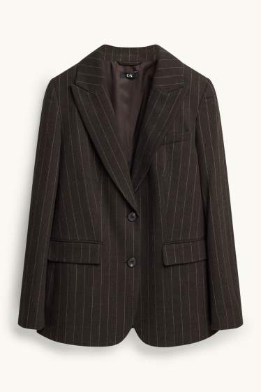 Damen - Business-Blazer - Regular Fit - Nadelstreifen - dunkelbraun