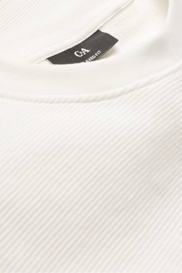 Herren - Langarmshirt - Relaxed Fit - gerippt - weiß