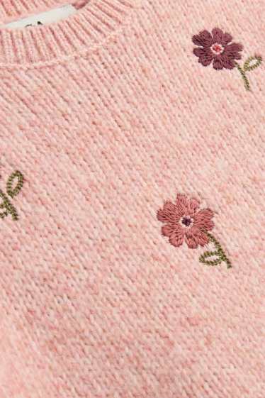 Bambine - Maglione - fiori - rosa pallido