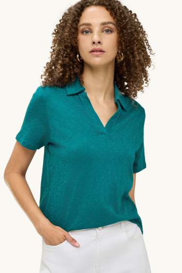 Women - Polo shirt - regular fit - dark green