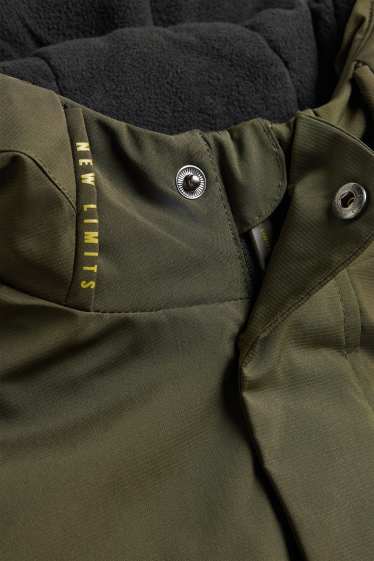 Bambini - Parka con cappuccio - foderato - idrorepellente - verde scuro