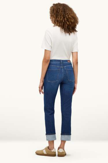 Dámské - Crop straight jeans - mid waist - LYCRA® - džíny - tmavomodré