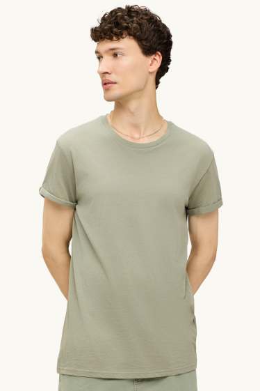 Pánské - Tričko - slim fit - zelená