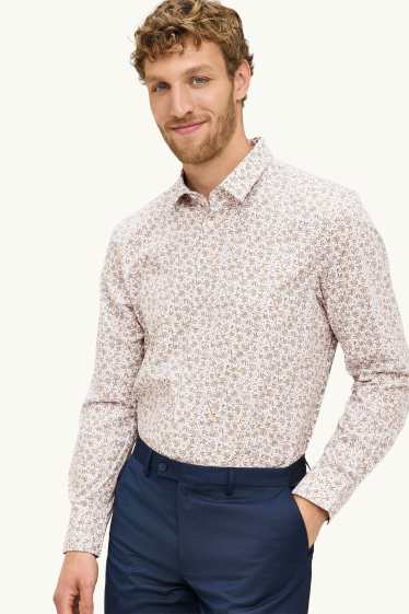 Men - Shirt - regular fit - kent collar - light brown